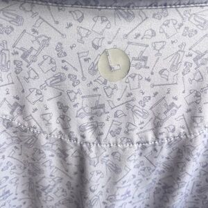 Lolong Men's Light Blue Patterned Performance Polo Golf Shirt